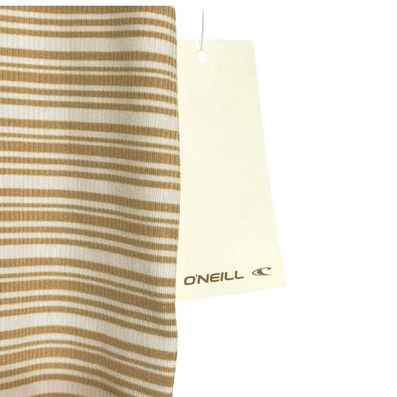 O'Neill Erin Striped Rib-Knit Short Sleeve T-shirt Skimmer Length Stripe M - Picture 6 of 9